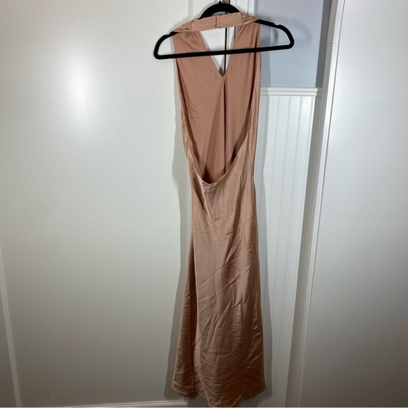 Show Me Your Mumu Jasmine Halter Midi Dress rose gold luxe‎ satin size xs formal - Picture 6 of 11